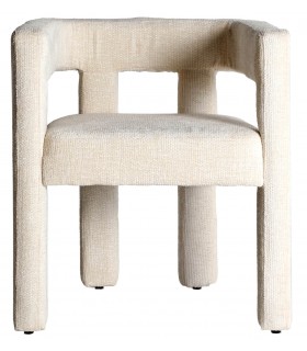 Sillón de comedor original tapizado blanco roto muy cómodo