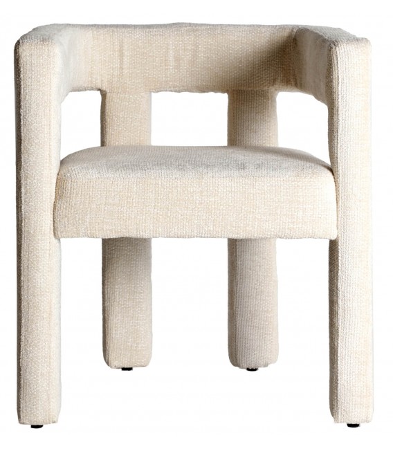 Sillón de comedor original tapizado blanco roto muy cómodo