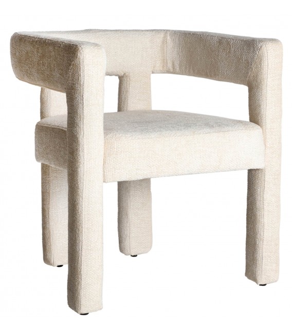 Sillón de comedor original tapizado blanco roto muy cómodo