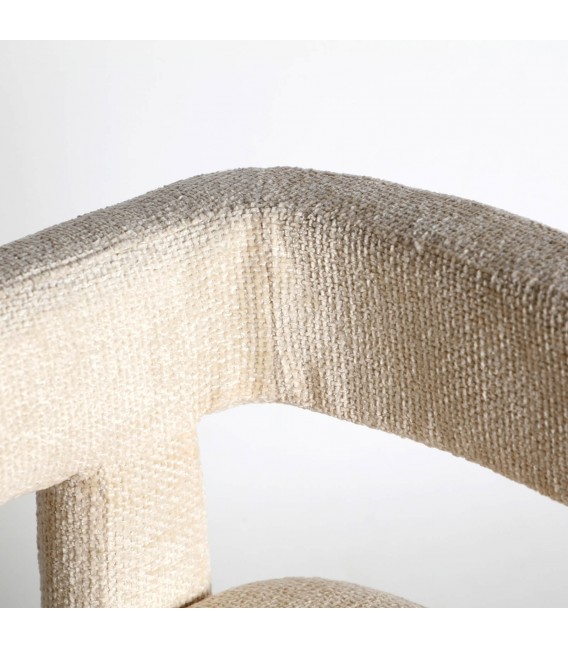 Sillón de comedor original tapizado blanco roto muy cómodo