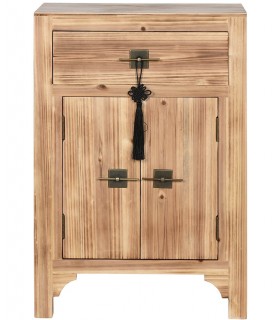 Mesita de noche estilo oriental madera de abeto natural mdmhogar