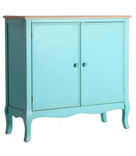 Taquillón madera natural y azul celeste rozado www.mdmhogar.com