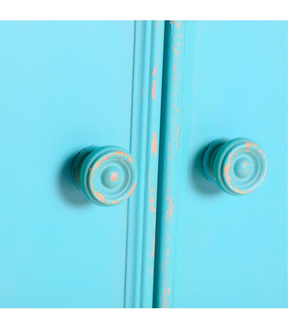 Taquillón madera natural y azul celeste rozado www.mdmhogar.com