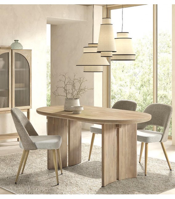 Mesa de comedor ovalada fija madera de mango natural mdmhogar