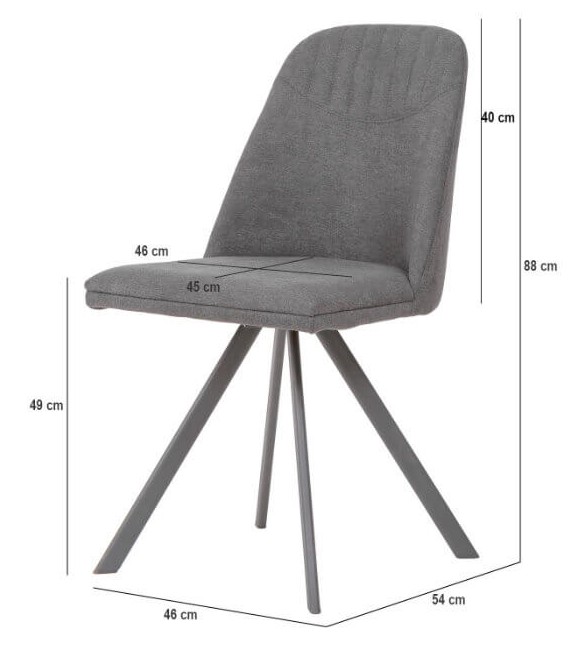 SILLA GRIRATORIA 46 X 54 X 88 LOSTON TEXTIL AZUL METAL NEGRO