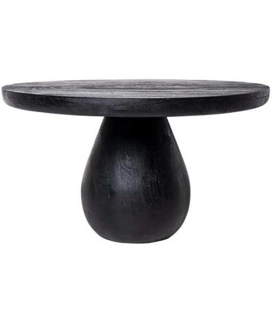 Mesa de centro redonda madera de mango teñida color negro