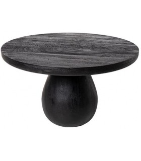 Mesa de centro redonda madera de mango teñida color negro