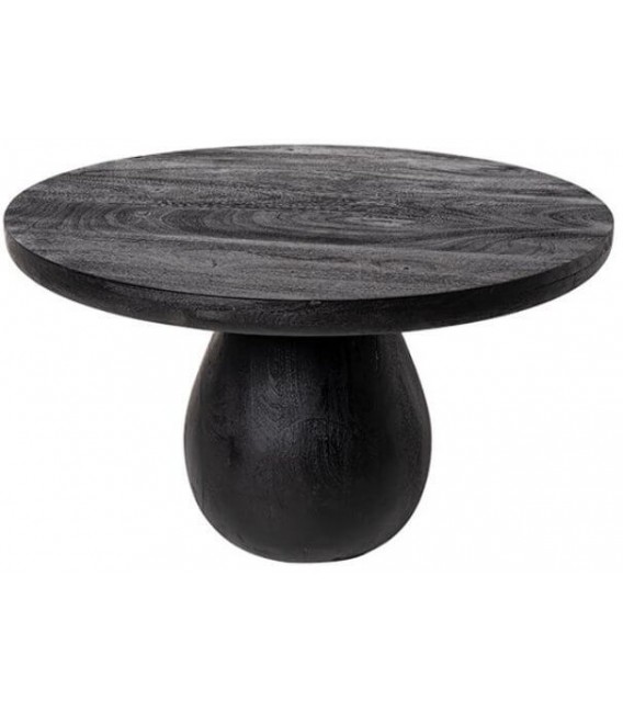 Mesa de centro redonda madera de mango teñida color negro