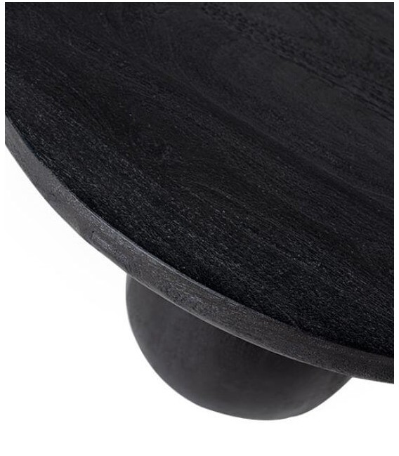 Mesa de centro redonda madera de mango teñida color negro