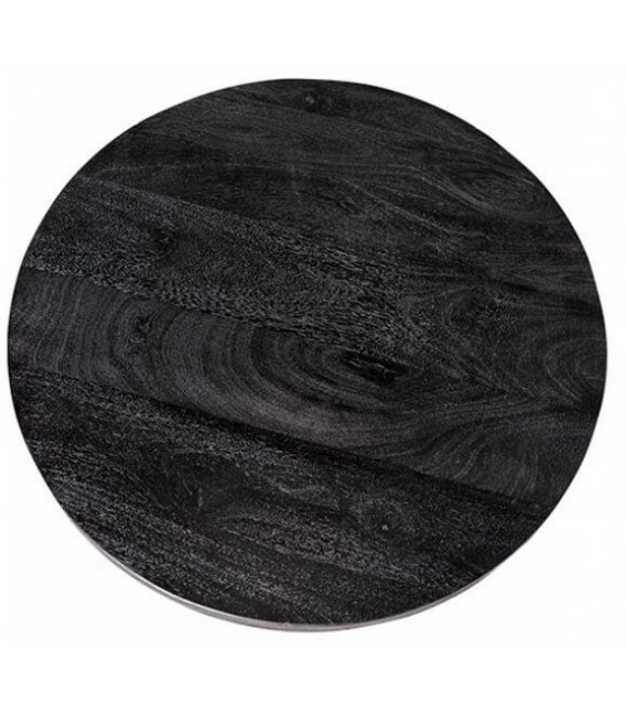 Mesa de centro redonda madera de mango teñida color negro