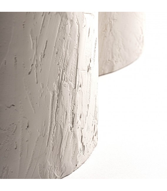 Mesa de comedor redonda, madera de mango pintada en blanco efecto yeso