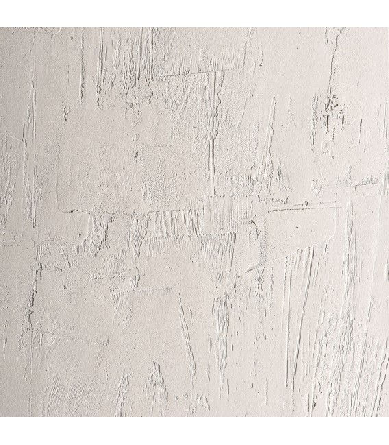 Mesa de comedor redonda, madera de mango pintada en blanco efecto yeso