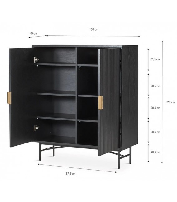 Armario alacena madera de roble teñido en color negro  modernista