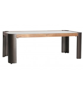 Mesa de centro rectangular estilo industrial  madera abeto metal gris