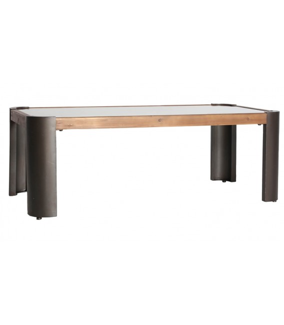 Mesa de centro rectangular estilo industrial  madera abeto metal gris