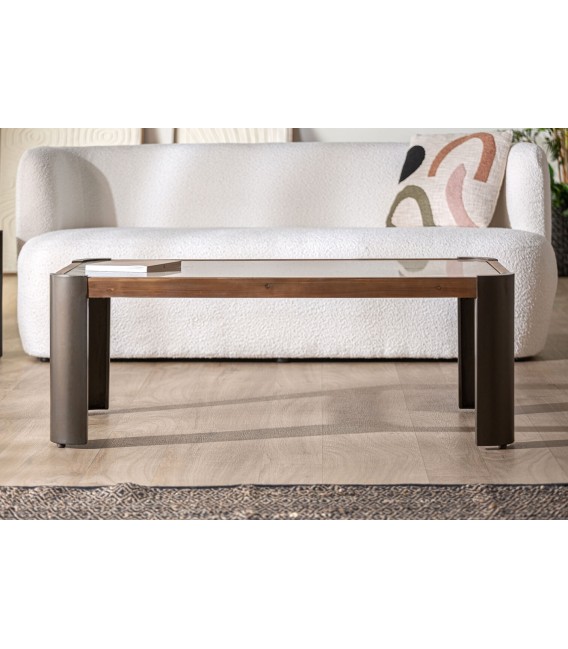 Mesa de centro rectangular estilo industrial  madera abeto metal gris