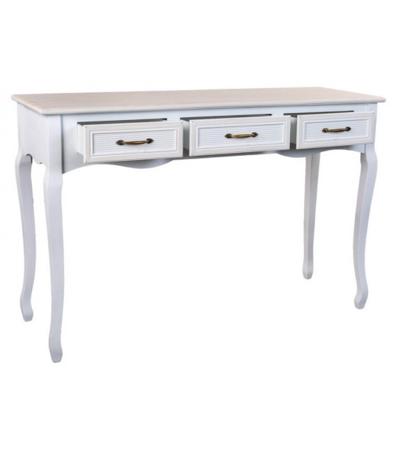 Mesa escritorio de estilo romántico, blanca coordinada