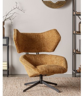 Sillón giratorio estilo art deco giratorio color mostaza