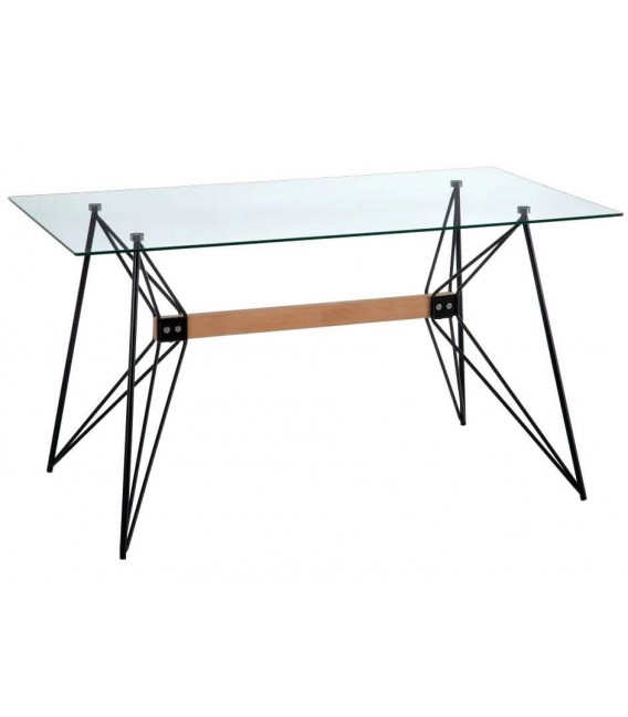 Mesa de comedor de estilo industrial pequeña cristal