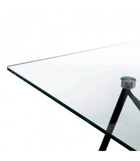 Mesa de comedor de estilo industrial pequeña cristal