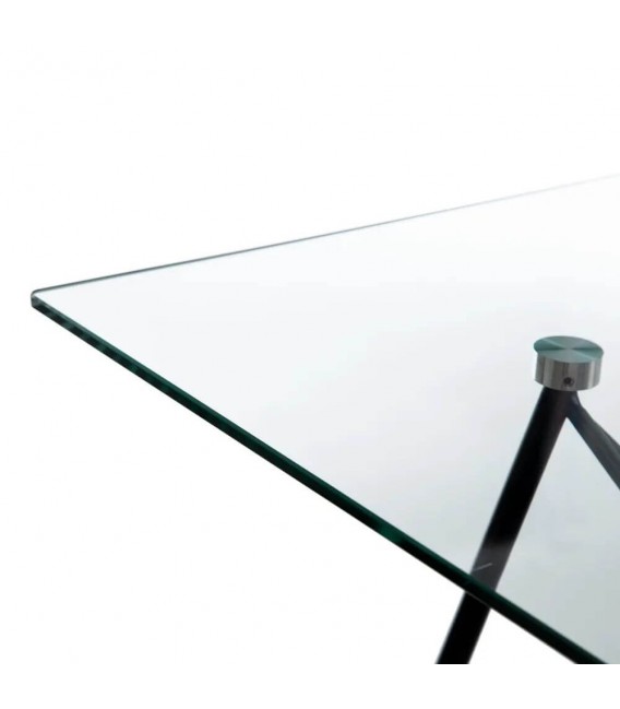 Mesa de comedor de estilo industrial pequeña cristal