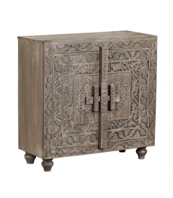 Taquillón madera de mango tallado a mano acabado natural