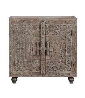 Taquillón madera de mango tallado a mano acabado natural