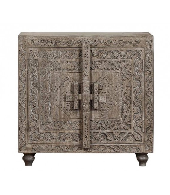 Taquillón madera de mango tallado a mano acabado natural