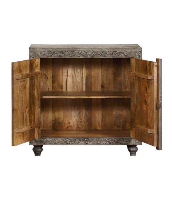 Taquillón madera de mango tallado a mano acabado natural