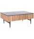 Mesa de centro rectangular 1 cajón ,madera acacia mármol negro