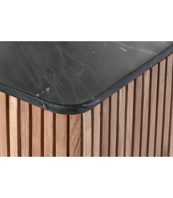 Mesa de centro rectangular 1 cajón ,madera acacia mármol negro