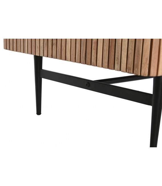 Mesa de centro rectangular 1 cajón ,madera acacia mármol negro