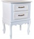 Mesita de noche pequeña estilo romántico tonos blancos
