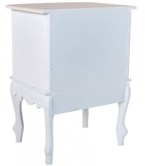 Mesita de noche pequeña estilo romántico tonos blancos