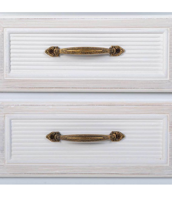 Mesita de noche pequeña estilo romántico tonos blancos