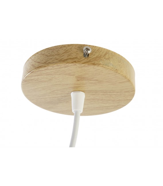 Lámpara de techo ratán y textil blanco estilo oriental