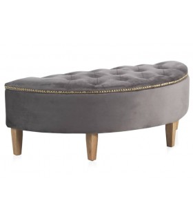 Banco pie de cama medio punto con arcón, terciopelo gris