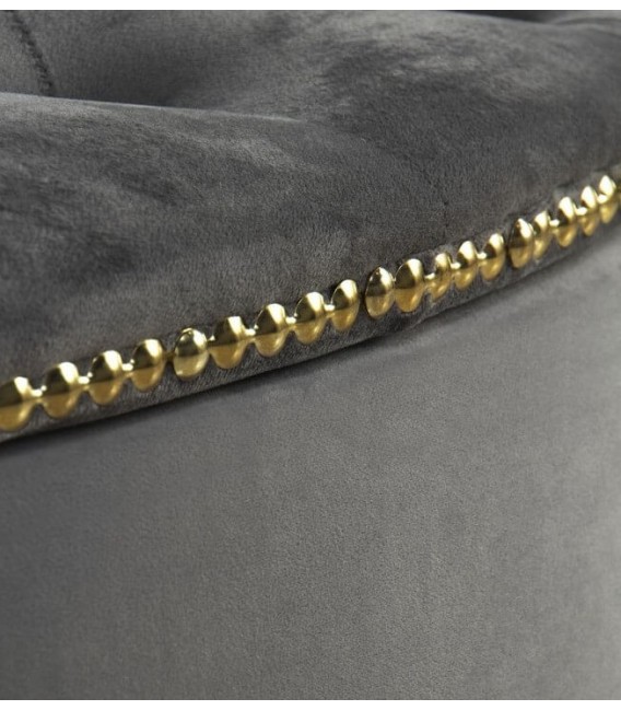 Banco pie de cama medio punto con arcón, terciopelo gris