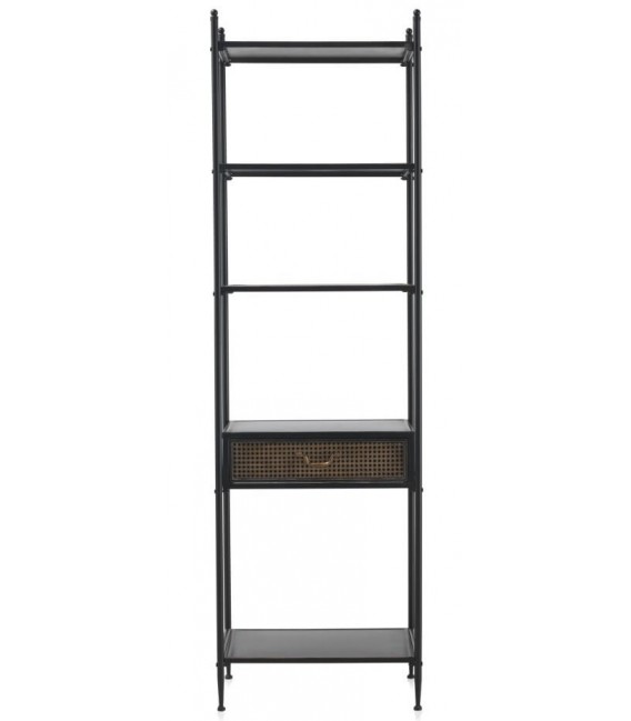Estantería pequeña estilo industrial 1 cajón metal negro y dorado