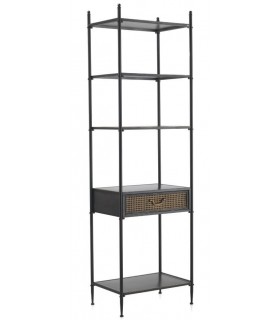 Estantería pequeña estilo industrial 1 cajón metal negro y dorado