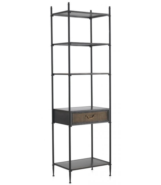 Estantería pequeña estilo industrial 1 cajón metal negro y dorado