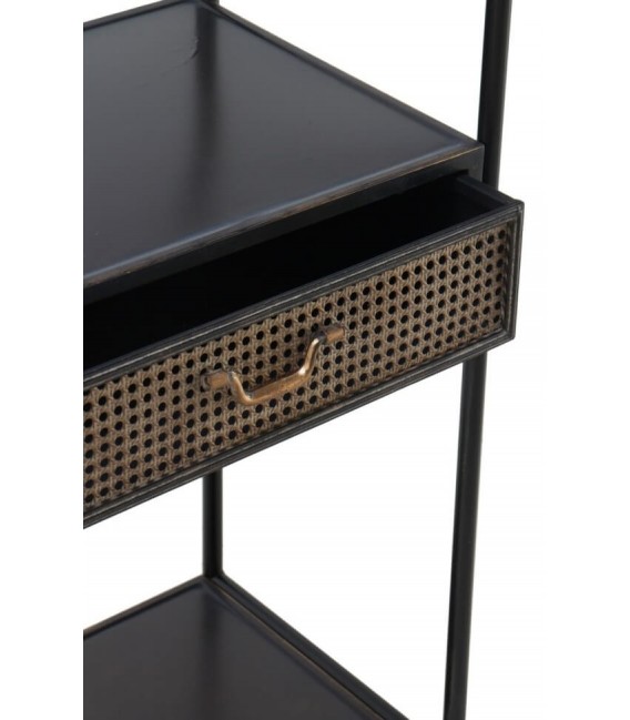 Estantería pequeña estilo industrial 1 cajón metal negro y dorado