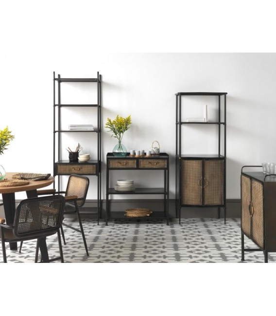 Estantería pequeña estilo industrial 1 cajón metal negro y dorado