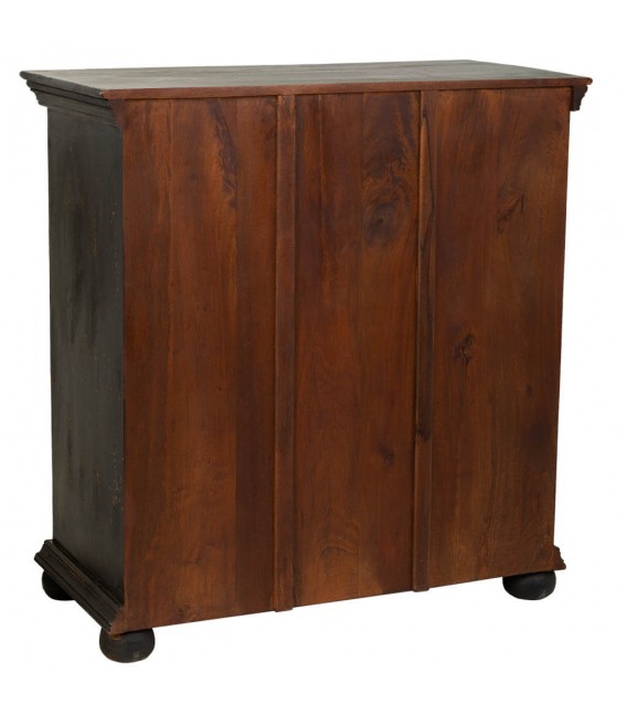 Taquillón o pequeño aparador madera de mango tallada decapada negro