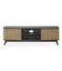 Mueble de TV madera de roble color negro ratán acabado natural.
