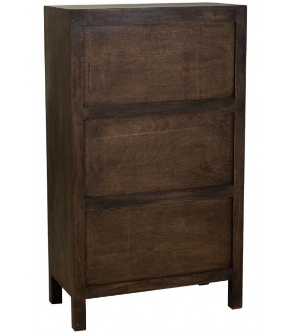 Armario bajo estilo étnico madera de mango tallado a mano color nogal