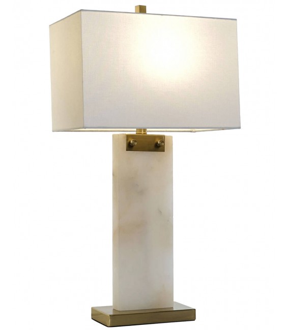 Lámpara sobremesa grande estilo art decó base mármol con metal dorado