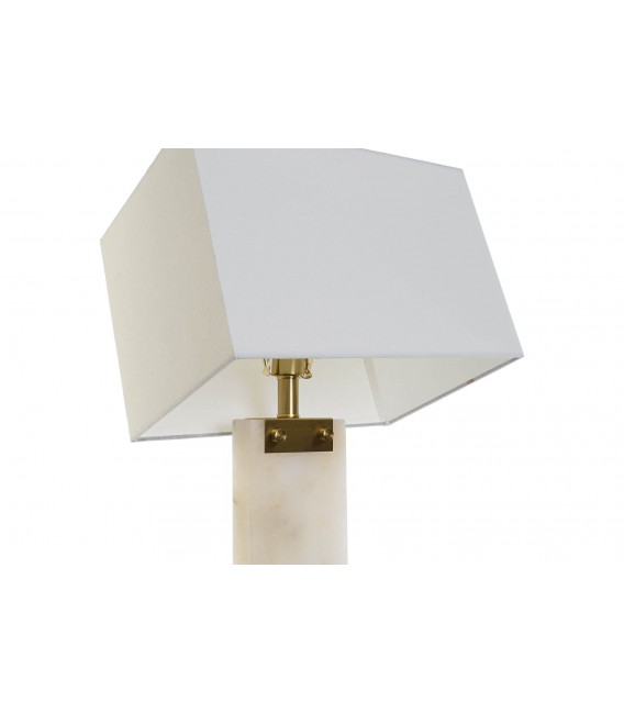 Lámpara sobremesa grande estilo art decó base mármol con metal dorado