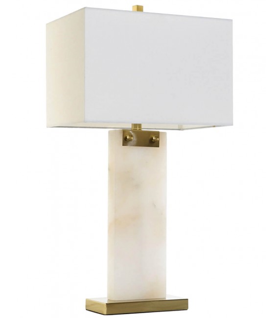 Lámpara sobremesa grande estilo art decó base mármol con metal dorado