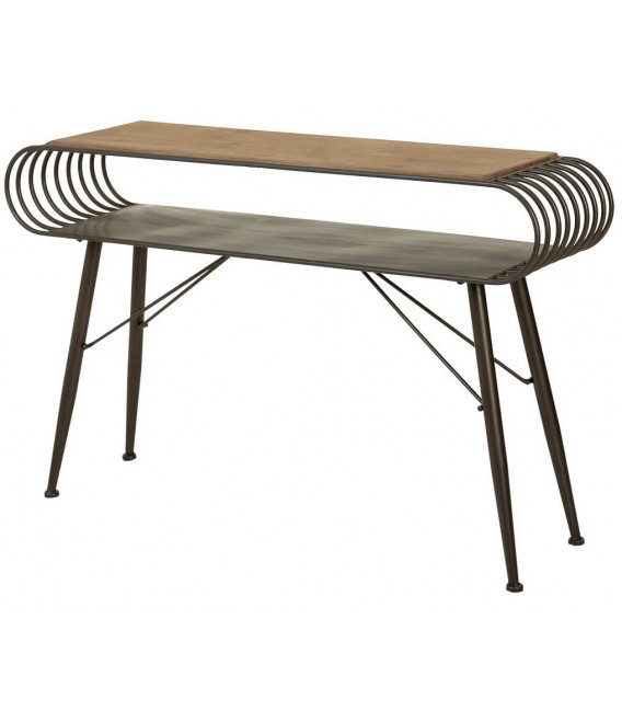 Consola de entrada estilo industrial, metal y madera natural